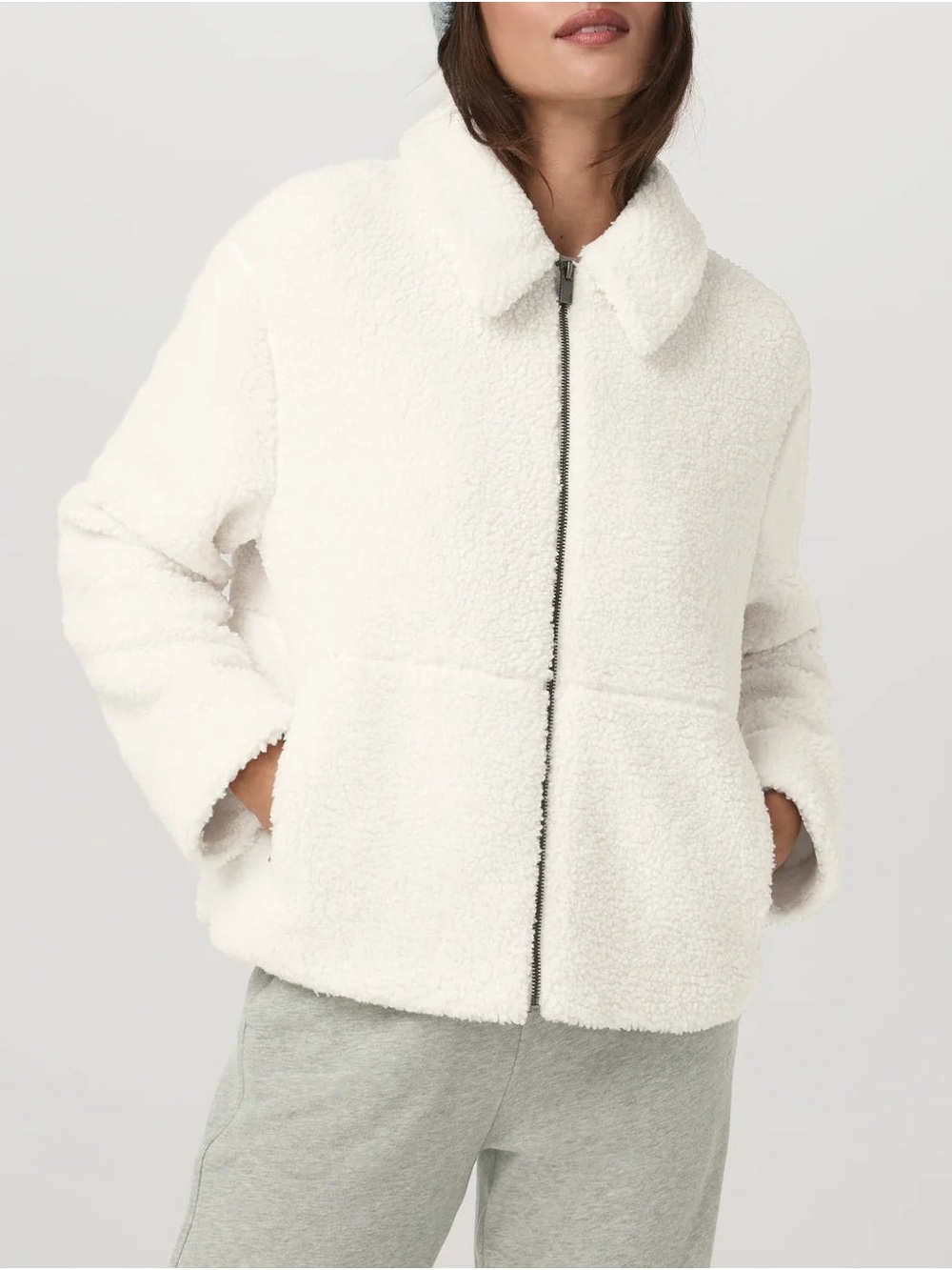 Vuori Lou Full Zip Sherpa Zip Jacket-Marshmallow
